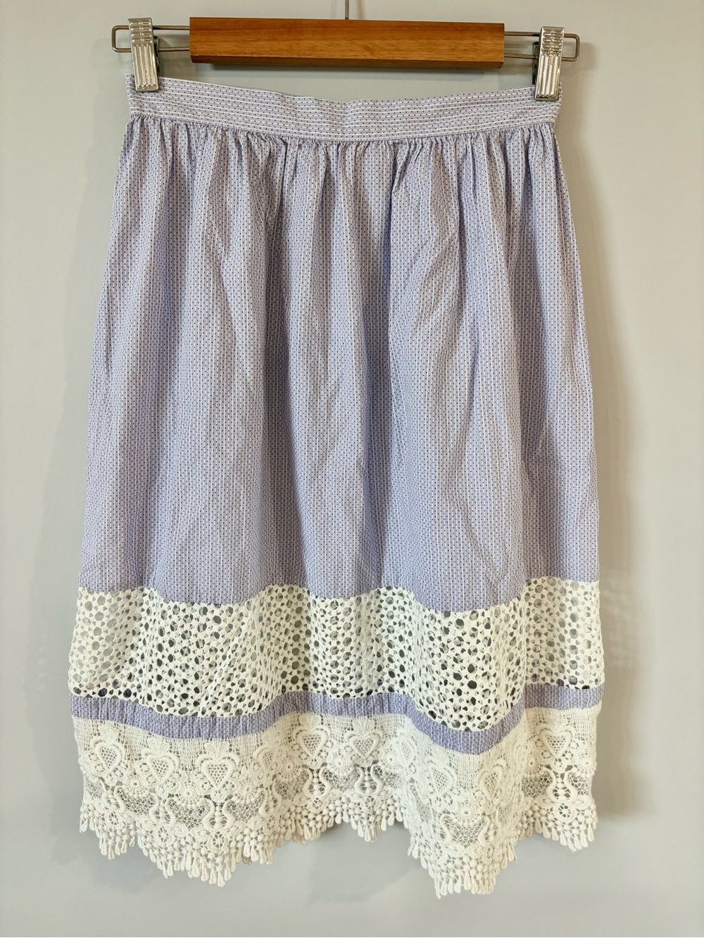 Gorgeous Vintage Coquette Purple white Lace-Trim Heart A-Line Babydoll Midi Skir